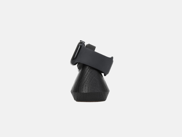 black magnetic charging apple watch stand - side | black