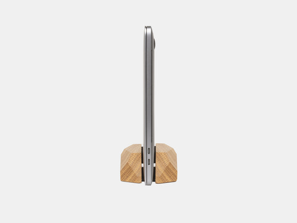 oakywood oak wooden laptop stand side view | oak