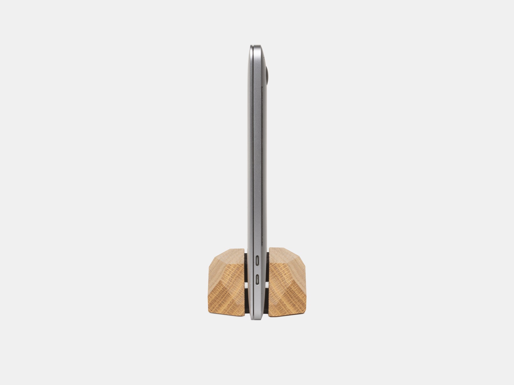 oakywood oak wooden laptop stand side view | oak