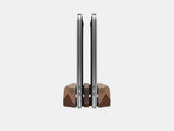 oakywood walnut wooden dual laptop stand side view | walnut