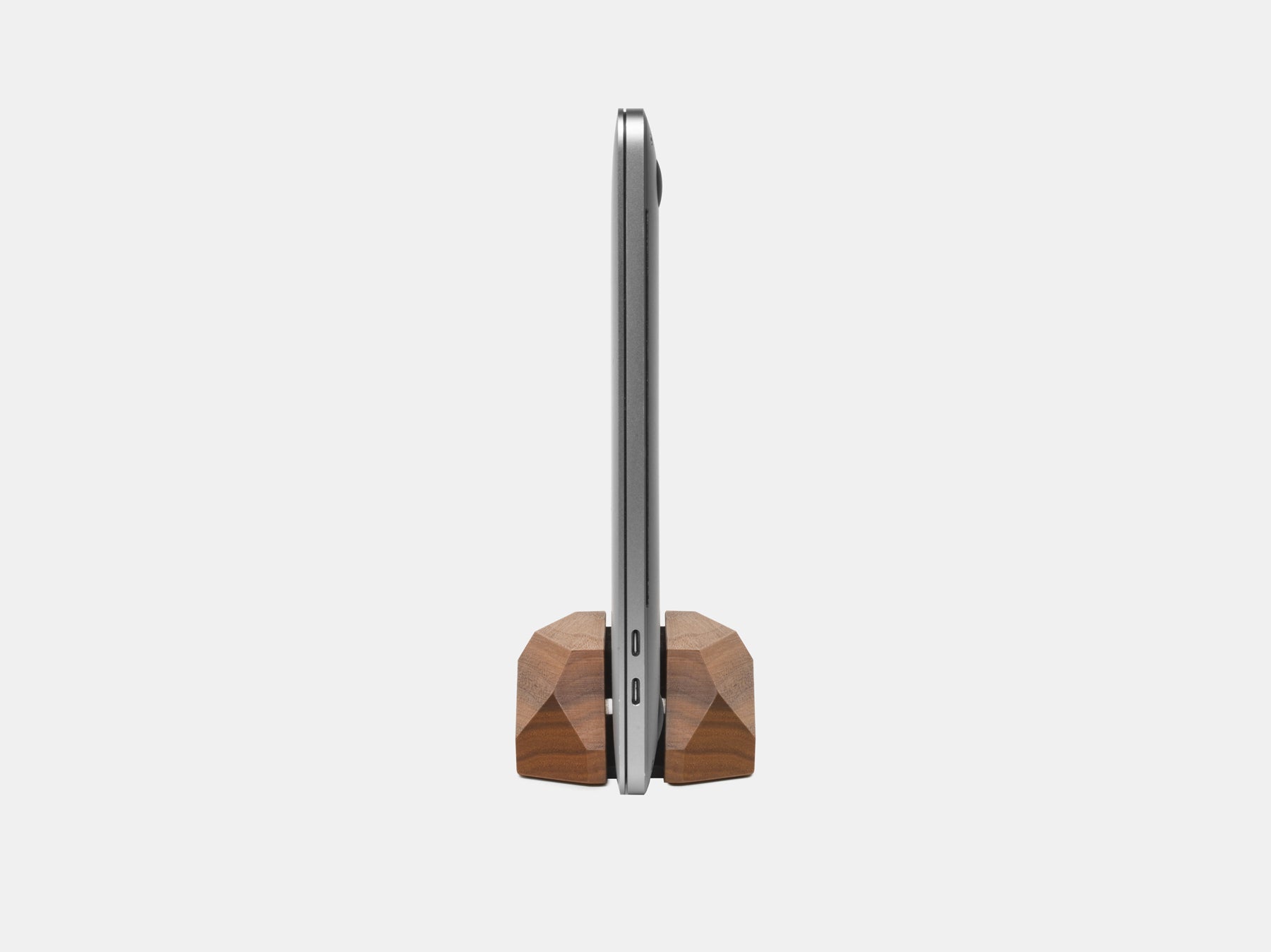 oakywood walnut wooden laptop stand side view | walnut