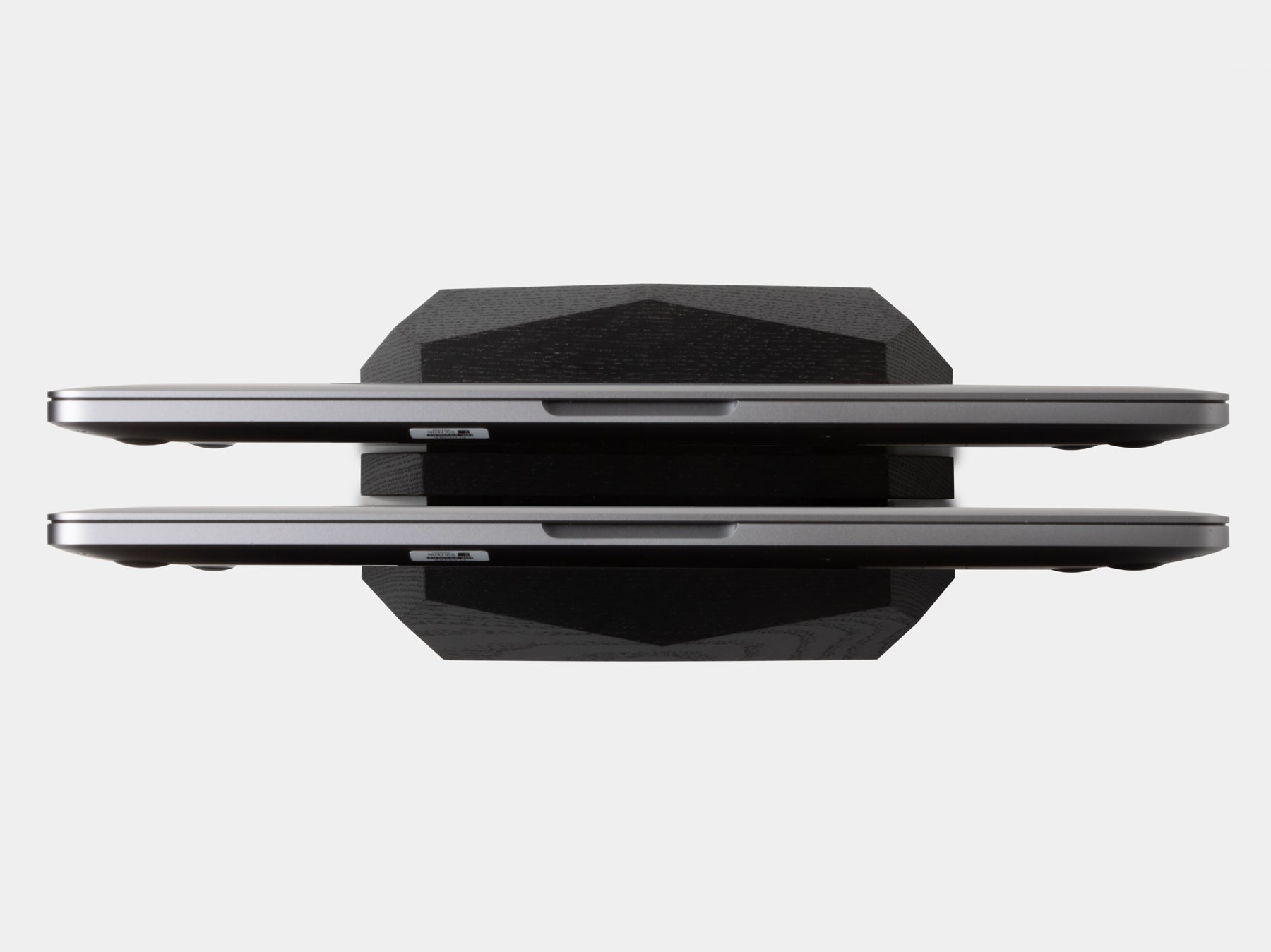 oakywood black wooden dual laptop stand top view | black
