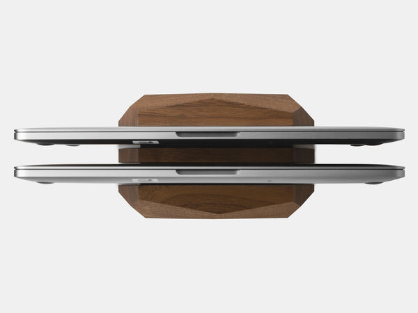 oakywood walnut wooden dual laptop stand top view | walnut