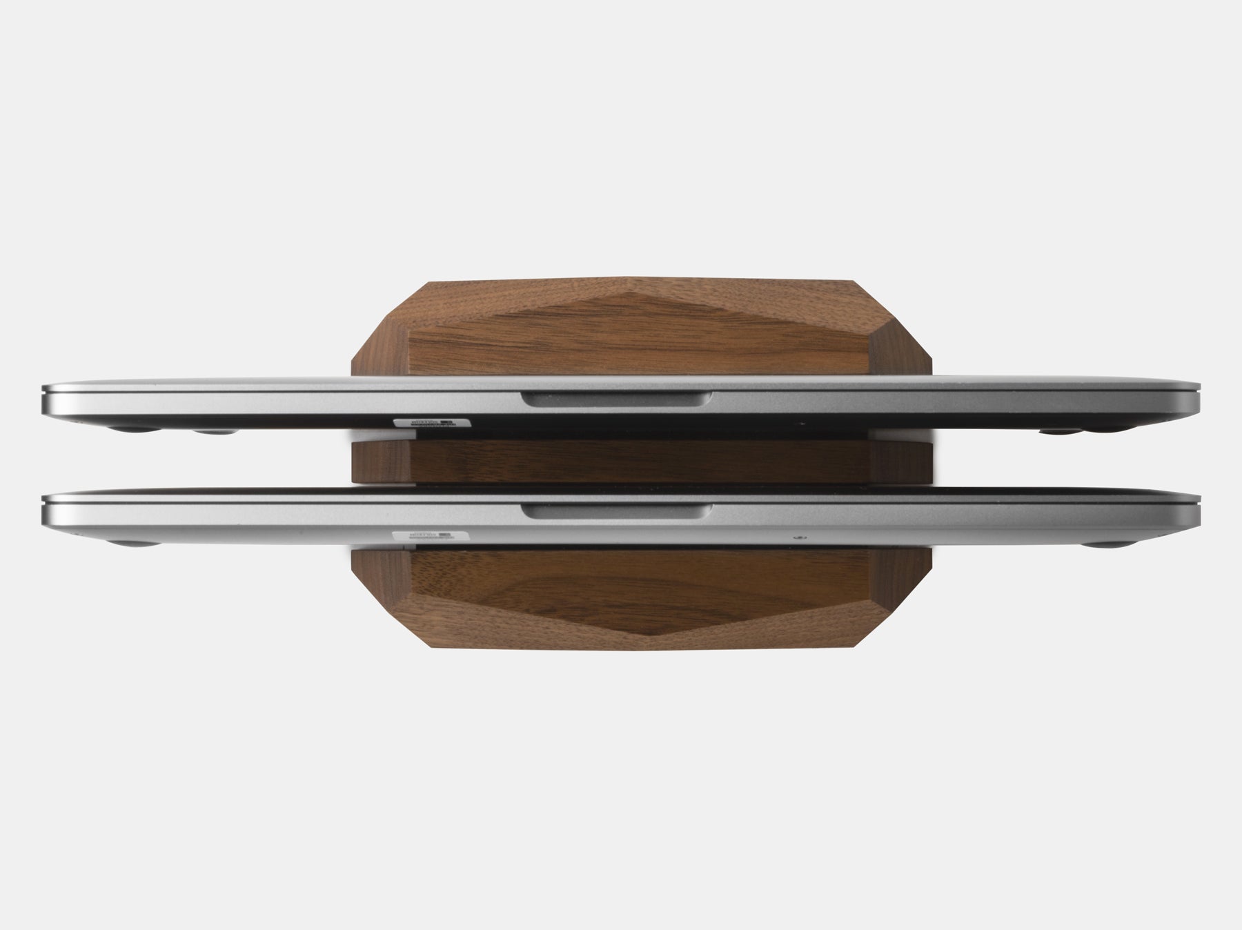 oakywood walnut wooden dual laptop stand top view | walnut