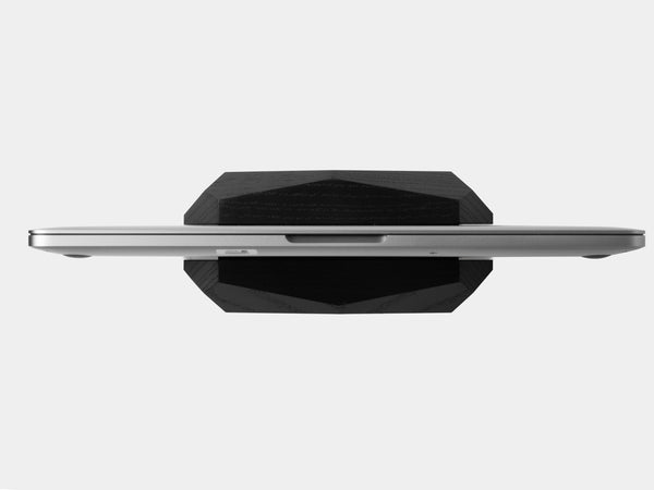 oakywood black wooden laptop stand top view | black