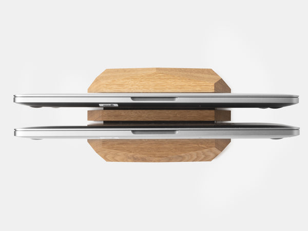 oakywood oak wooden dual laptop stand top view | oak