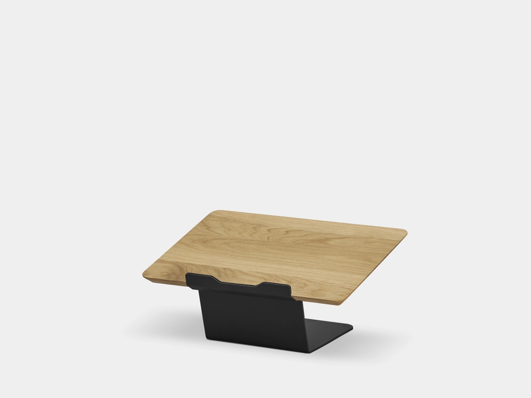 Wooden laptop stand on a white background | oak, black