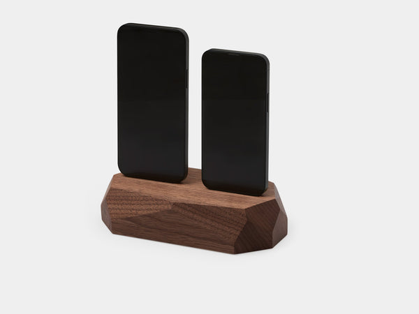 oakywood walnut dual dock two phones charger | walnut,