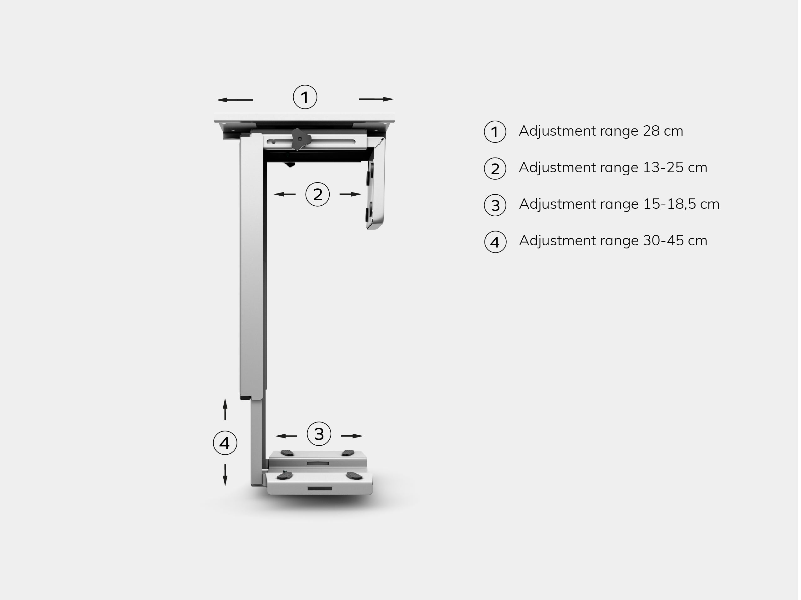 oakywood cpu desk mount in white specification | white, lang-pl