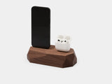 oakywood walnut dual dock phone and airpods charger | walnut,