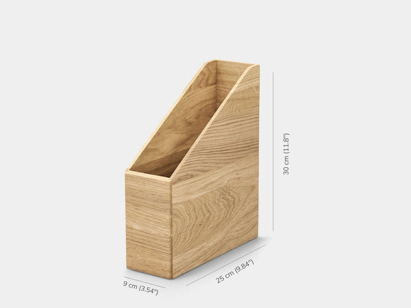 Wooden magazine holder on a white background| oak