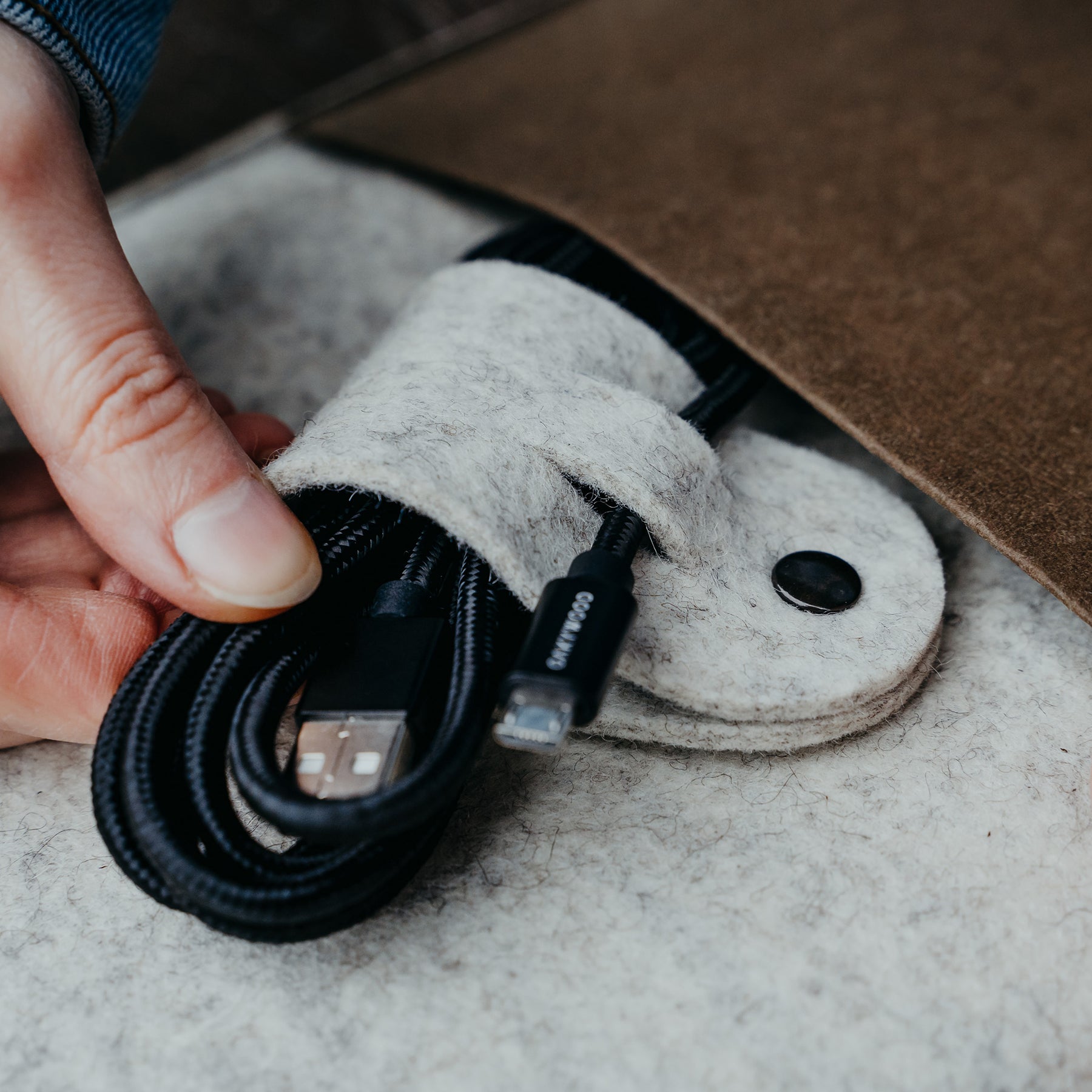 oakywood felt cable ties anthracite | stone grey