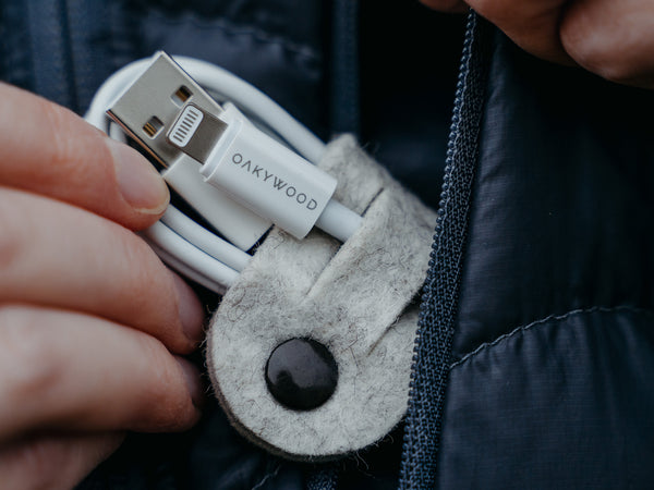 oakywood convenient felt cable ties for pocket | stone grey