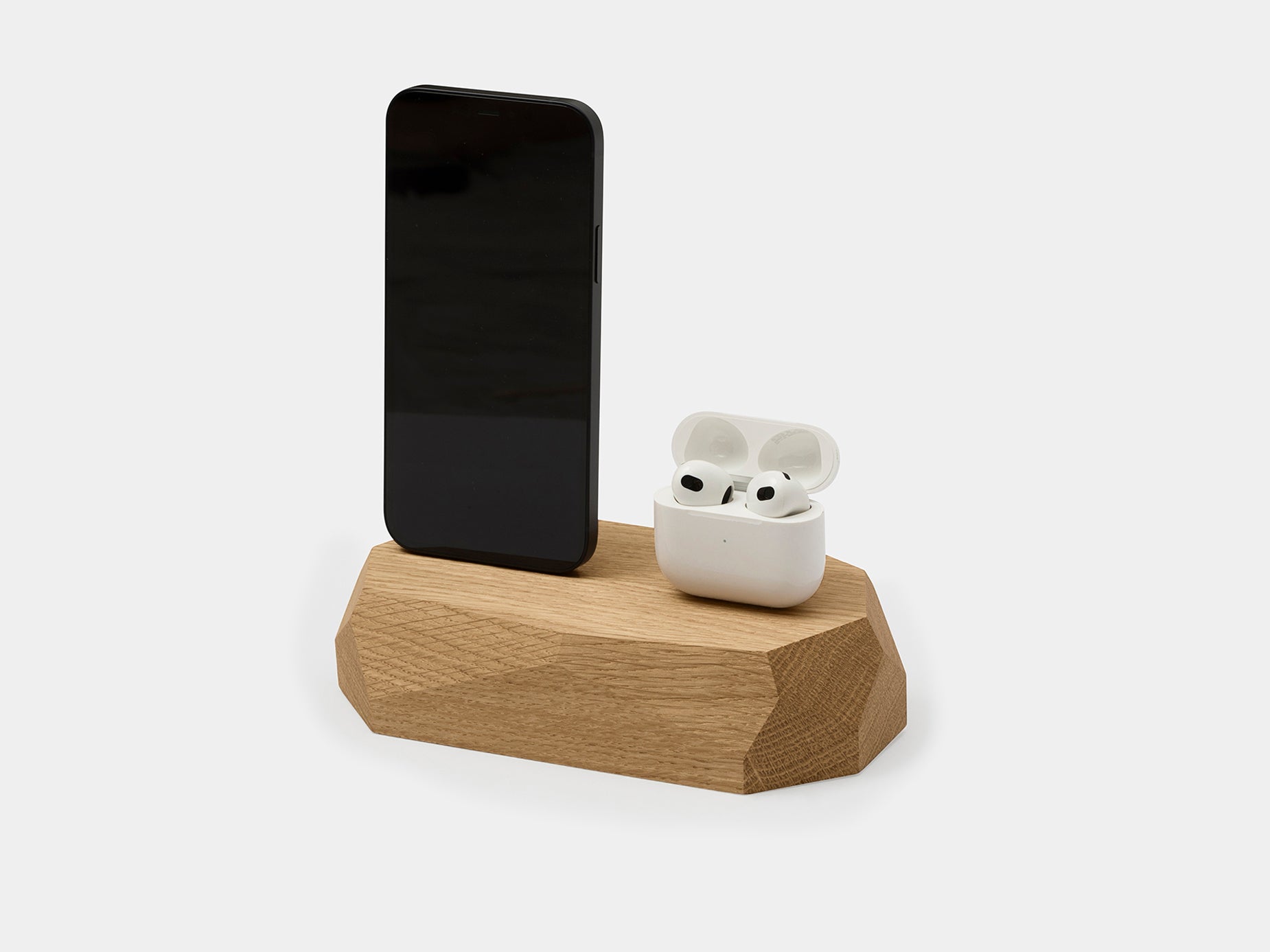 oakywood oak dual dock phone and airpods charger | oak,