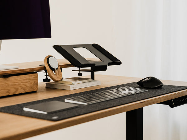 desk shelf laptop mount in use | black, 