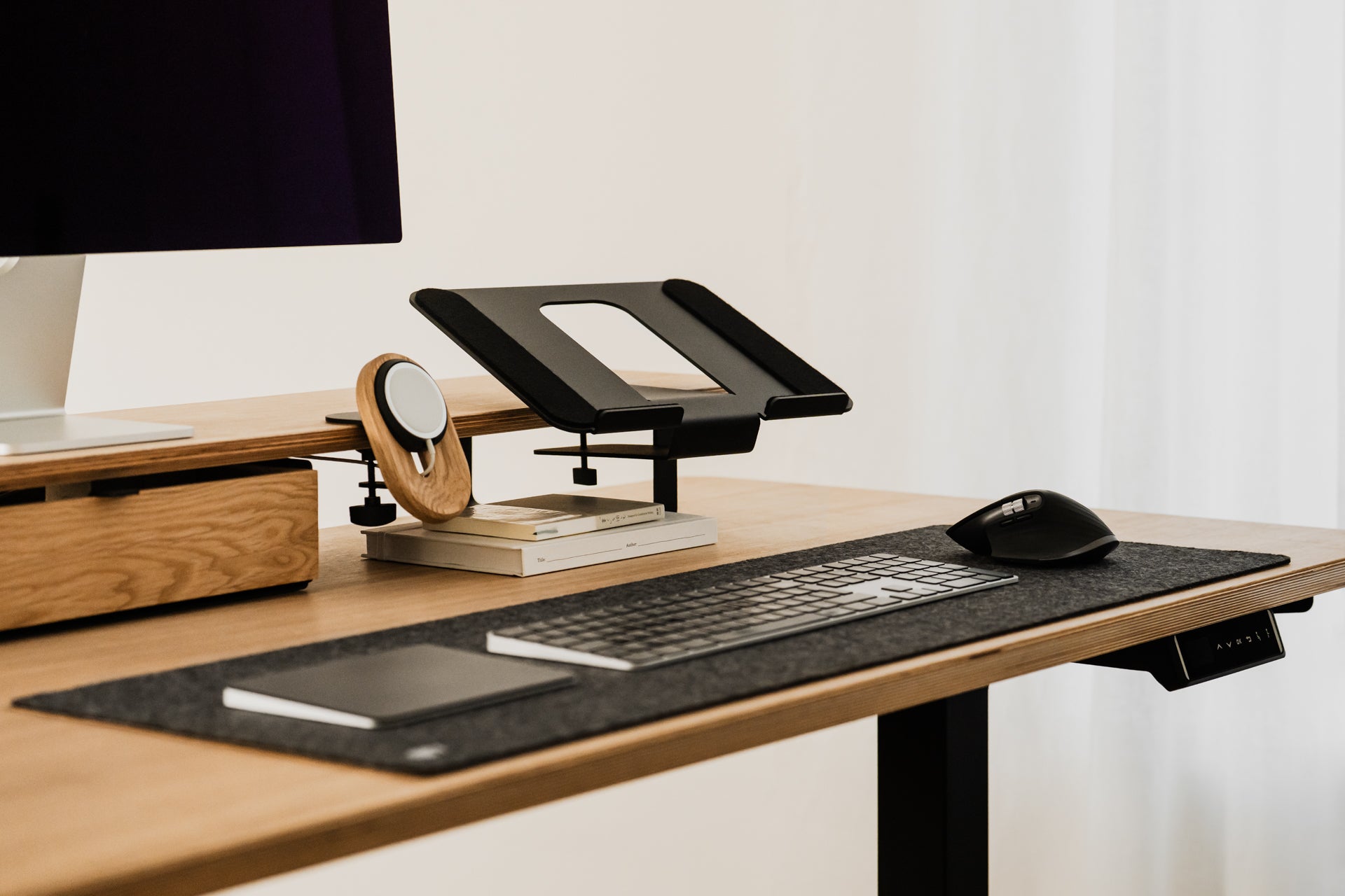 desk shelf laptop mount in use | black, 