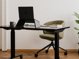 oakywood black wooden laptop stand desk setup | black, 