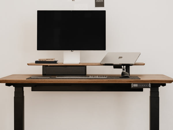 oakywood walnut veneer desk setup | walnut veneer, , black