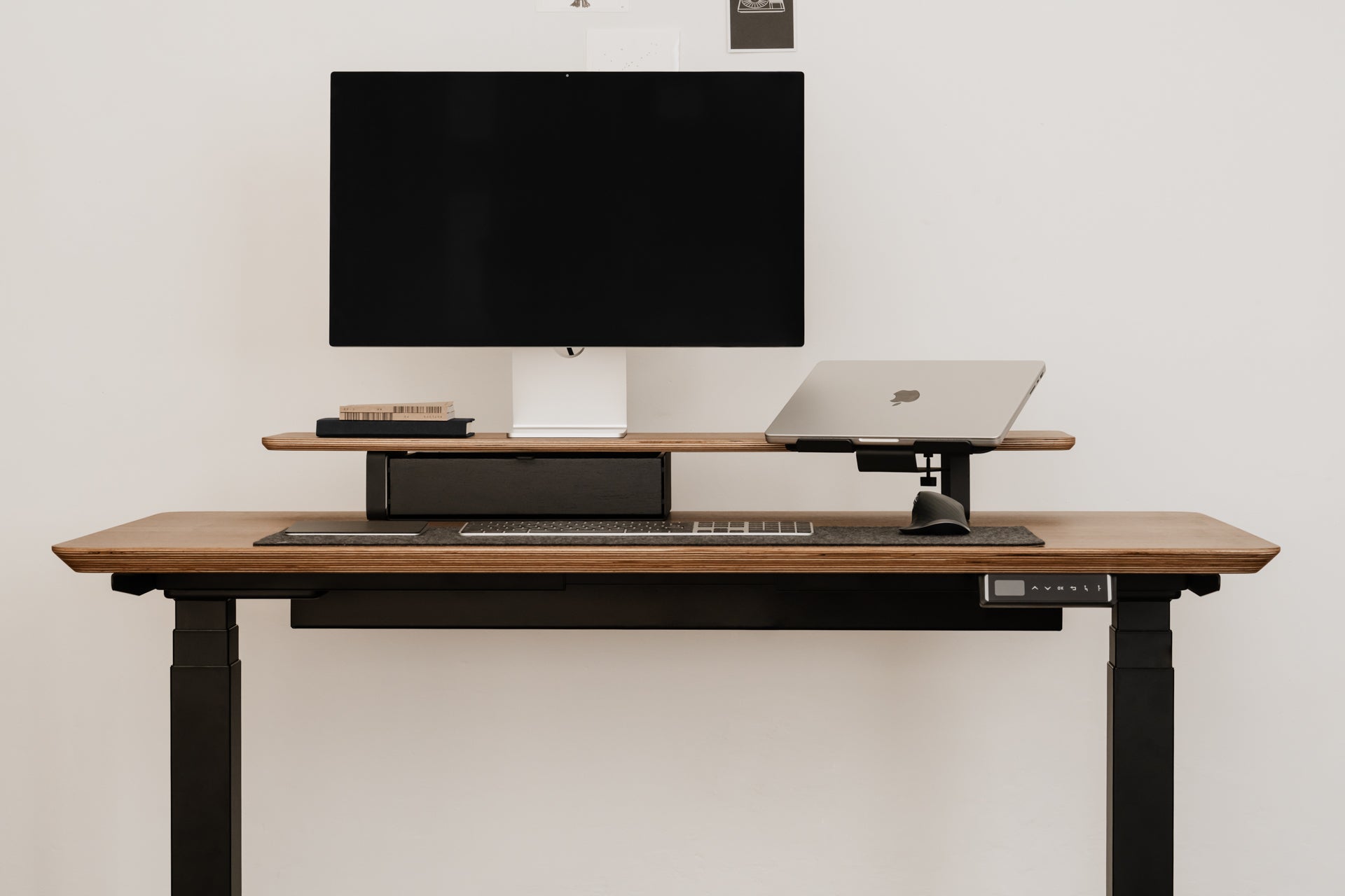 oakywood walnut veneer desk setup | walnut veneer, , black