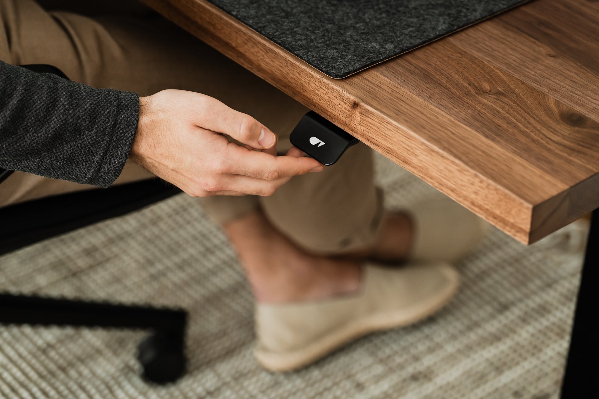 walnut wood oakywood Standing Desk Pro control panel closeup | walnut, ,