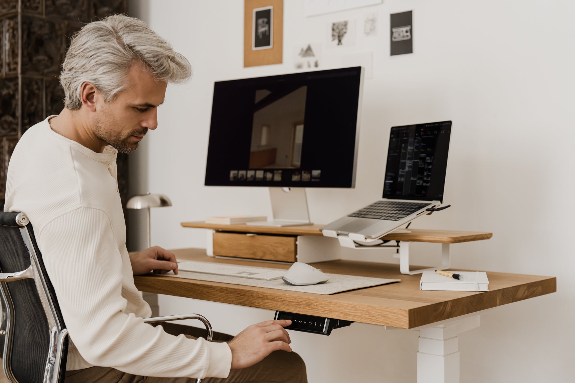 oakywood oak desk setup | oak, , white