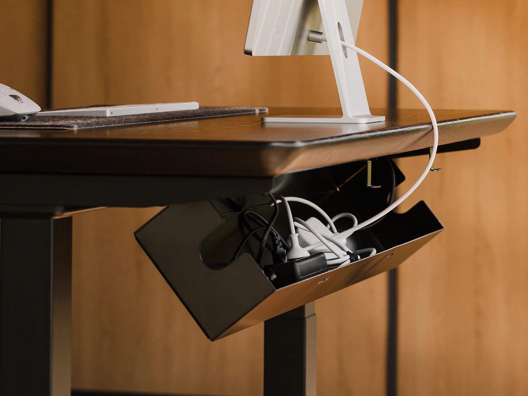 under the desk cable management tray Oakywood opened | black,