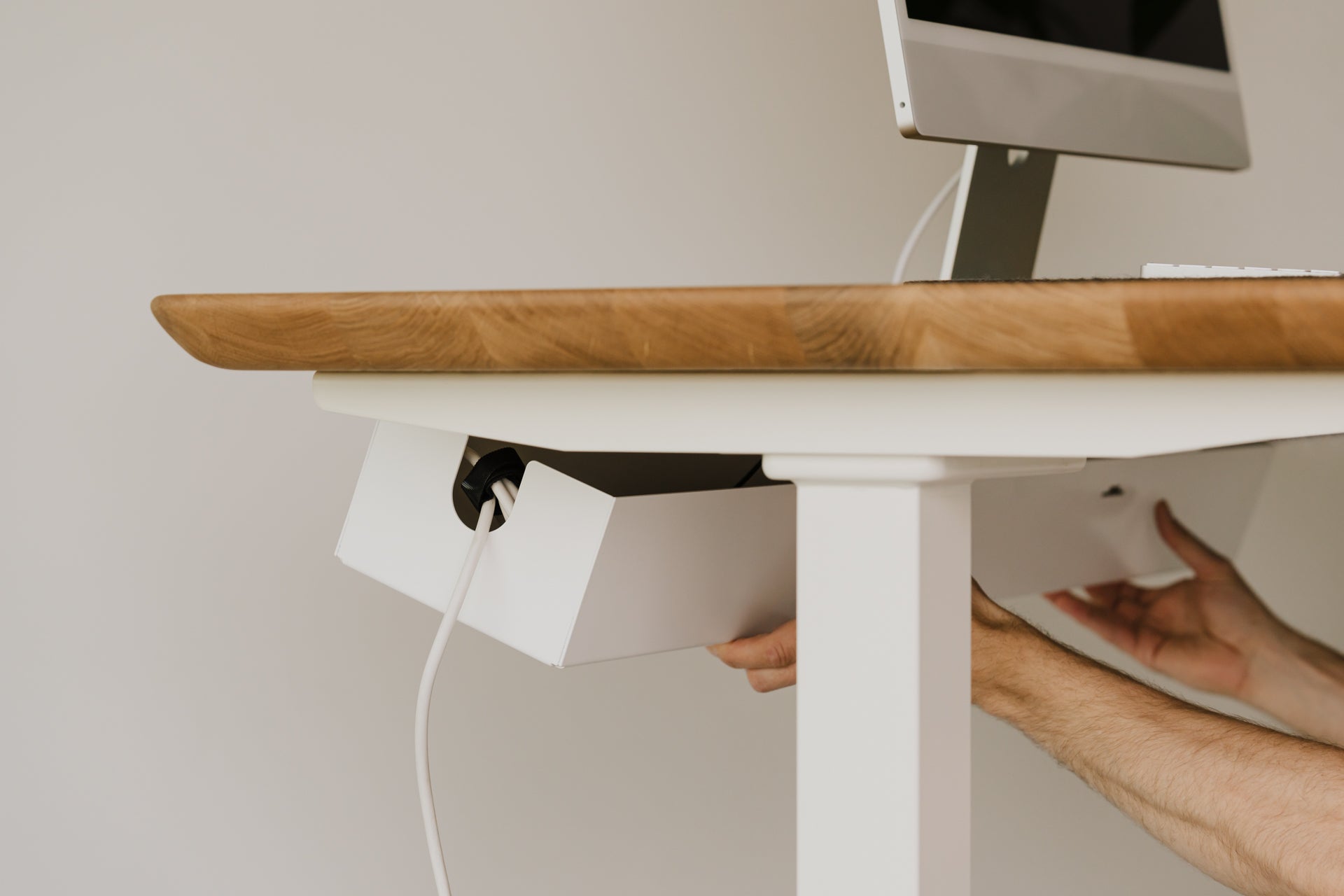 under the desk white cable management tray Oakywood | white,
