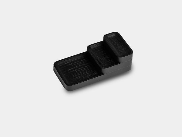 Oakywood Catchall Tray Mini Bundle in black – sleek black trays to keep office or bedside items neat | black