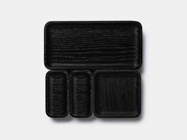 Oakywood Catchall Tray Mini Bundle in black – contemporary black trays for compact workspace organization | black