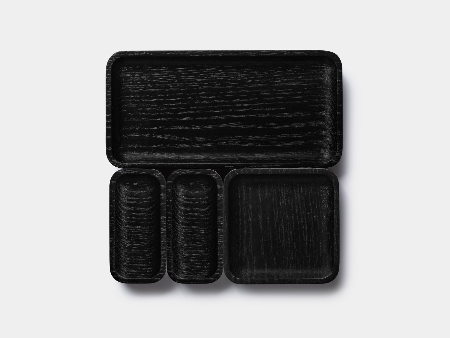 Oakywood Catchall Tray Mini Bundle in black – contemporary black trays for compact workspace organization | black