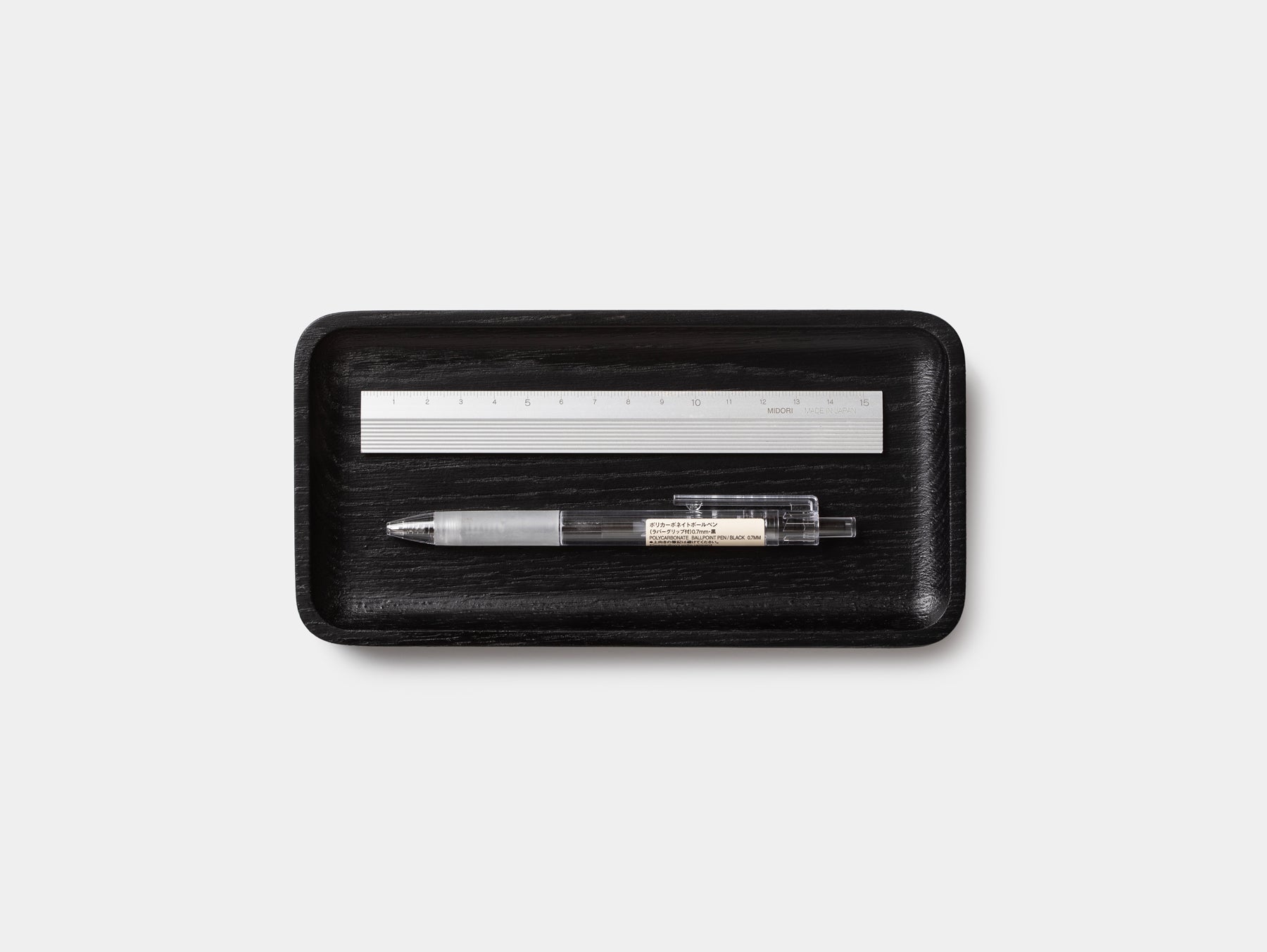 Oakywood Catchall Tray Mini in black – elegant black tray for storing office accessories | black, large