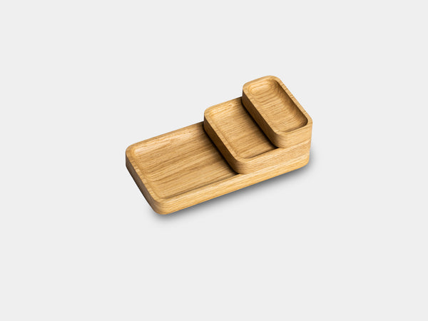 Oakywood Catchall Tray Mini Bundle in oak – minimalist wooden trays for keeping your workspace tidy and organized | oak