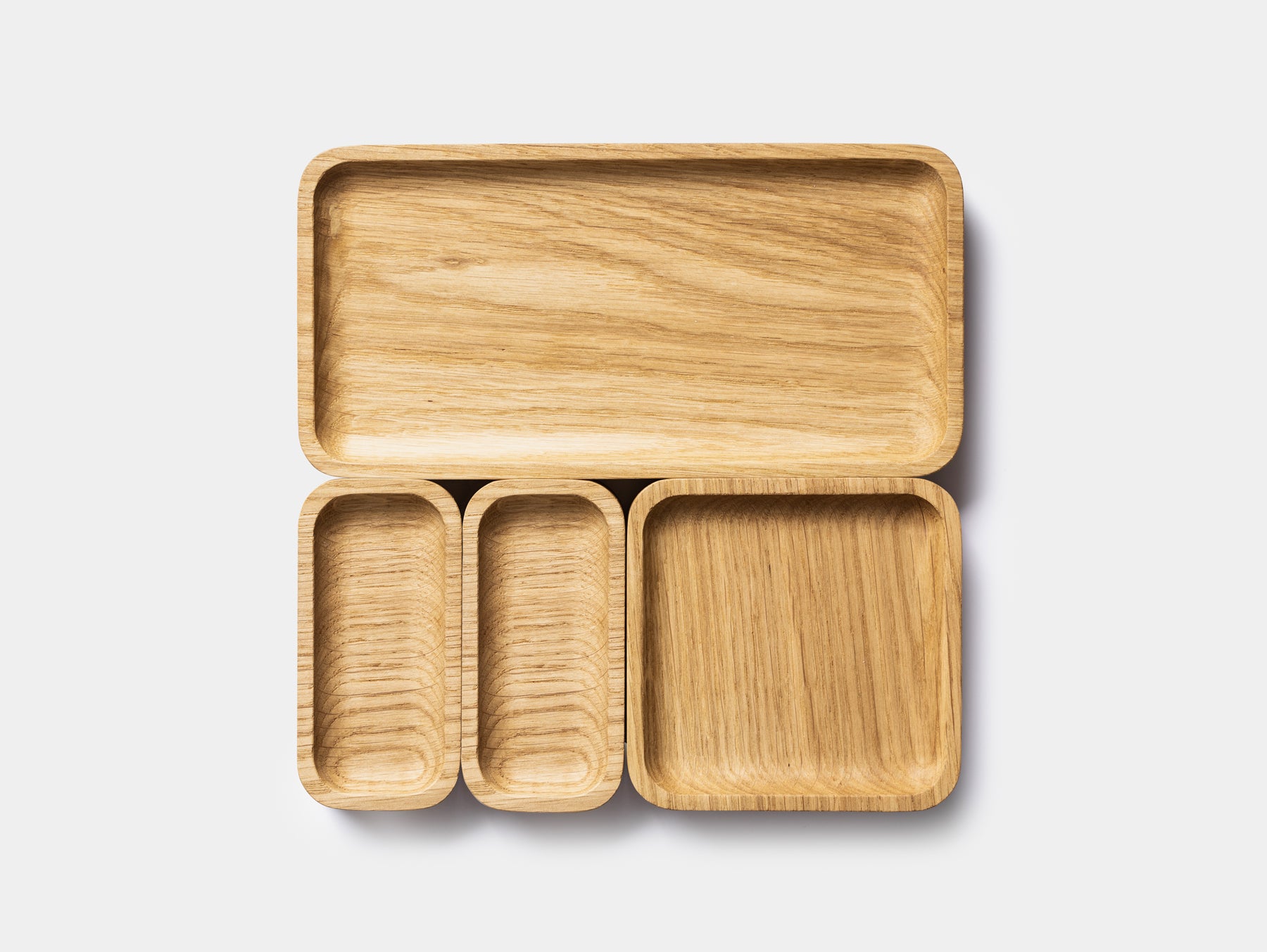 Oakywood Catchall Tray Mini Bundle in oak – stylish wooden trays for small desk or bedside storage | oak