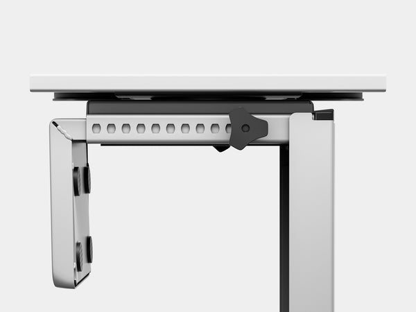 oakywood cpu desk mount in white closeup | white