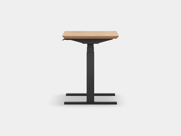 Oakywood Standing Desk Pro Mini in oak veneer with black accents – ergonomic desk with height adjustment | oak veneer, , black