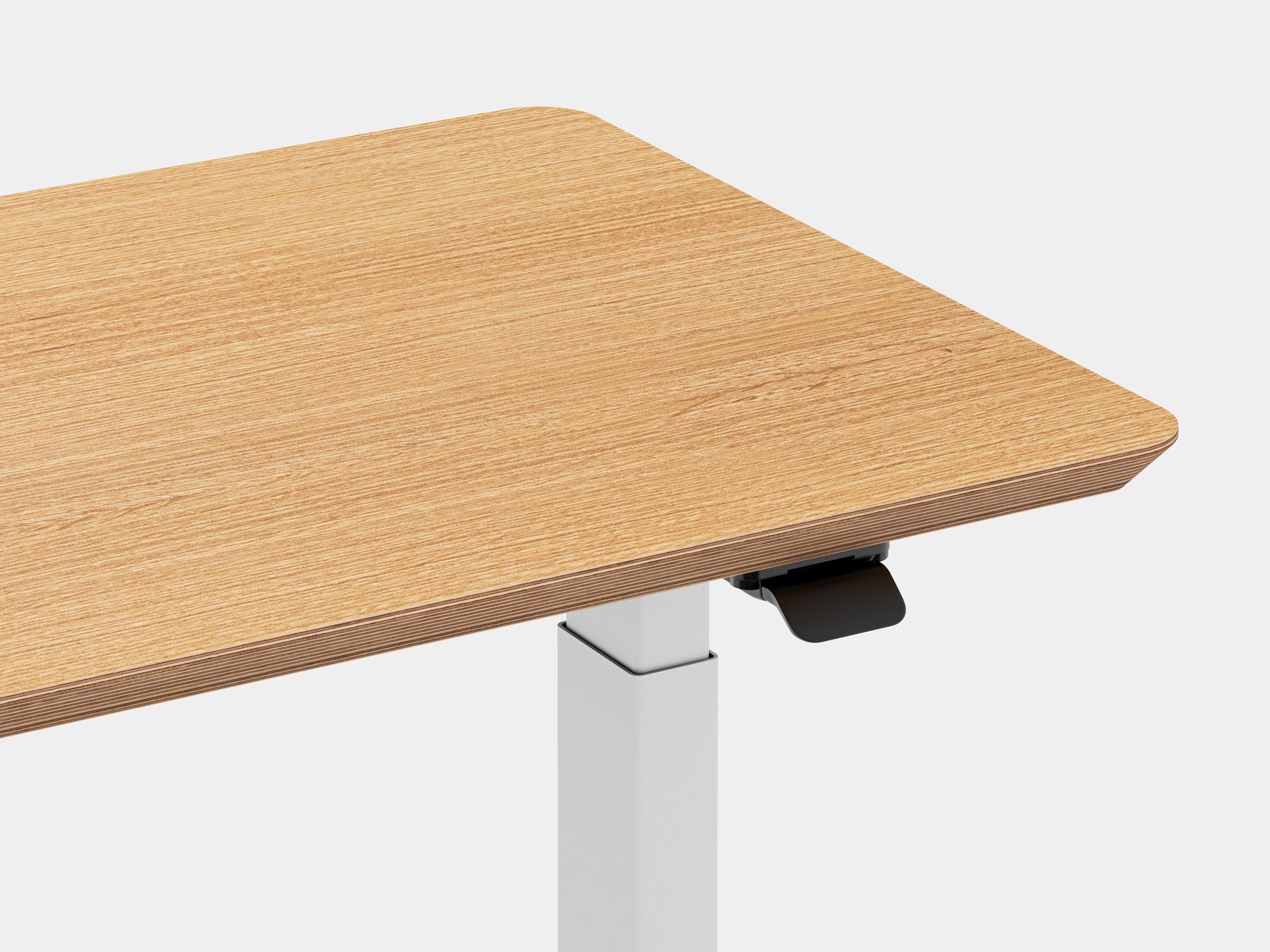Oakywood Standing Desk Pro Mini in oak veneer with white accents – sleek desk for home or office | oak veneer, , white