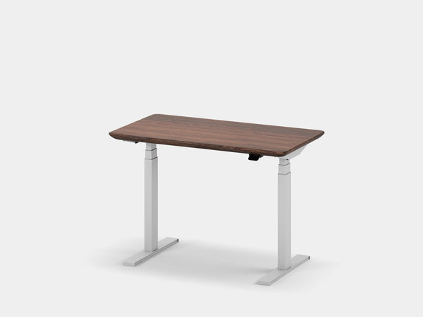 Oakywood Standing Desk Pro Mini in walnut with white accents – premium adjustable desk for organized workspace | walnut, , white