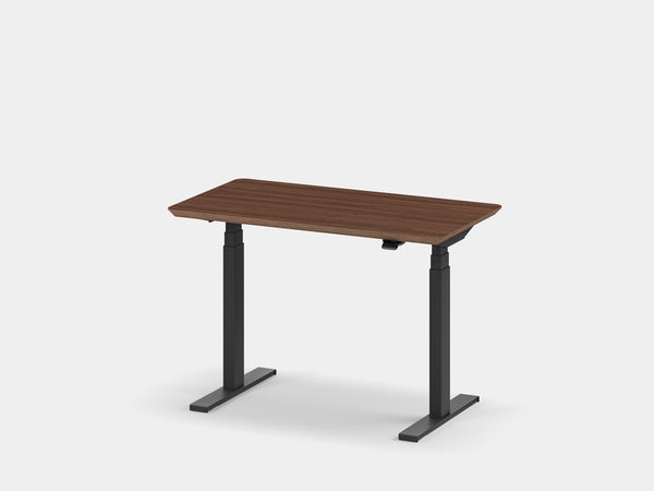 Oakywood Standing Desk Pro Mini in walnut veneer with black accents – premium dark wood desk for home office | walnut veneer, , black
