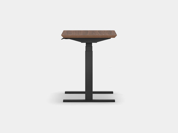 Oakywood Standing Desk Pro Mini in walnut veneer with black accents – functional desk for organized workspace | walnut veneer, , black