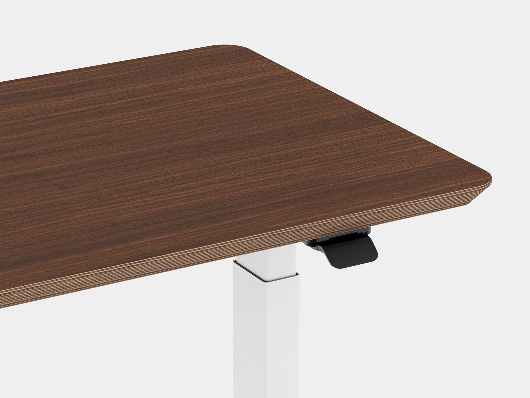 Oakywood Standing Desk Pro Mini in walnut veneer with white accents – sleek desk for ergonomic workspace | walnut veneer, , white