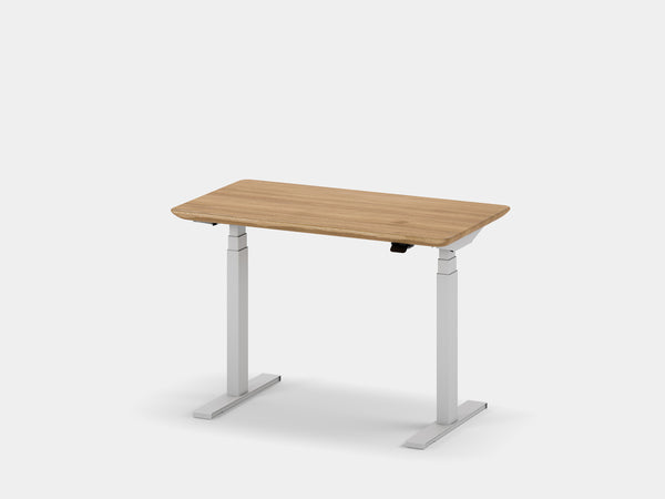 Oakywood Standing Desk Pro Mini Bundle in oak with white accents – modern compact desk setup with cable management | oak, , white