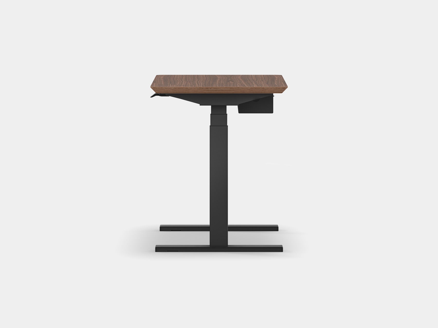 Oakywood Standing Desk Pro Mini Bundle in walnut veneer with black highlights – complete ergonomic mini workspace | walnut veneer, , black