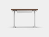 Oakywood Standing Desk Pro Mini Bundle made of walnut veneer with white accents – stylish ergonomic compact office setup with cable tray | walnut veneer, , white