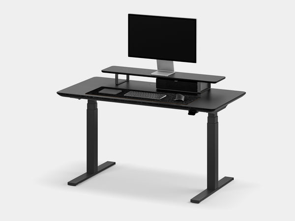 Oakywood Desk Setup Pro in black with black accents – premium office setup with Standing Desk Pro, desk shelf, and large drawer | black, , black