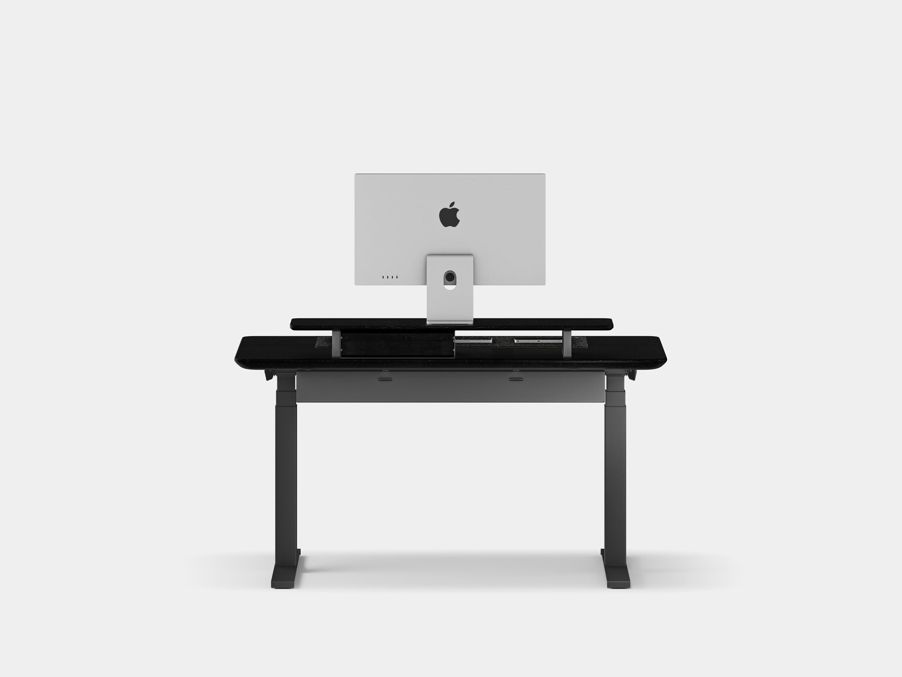 Oakywood Desk Setup Pro crafted from black with black finish – ergonomic desk bundle with felt & cork mat and under-desk cable management | black, , black