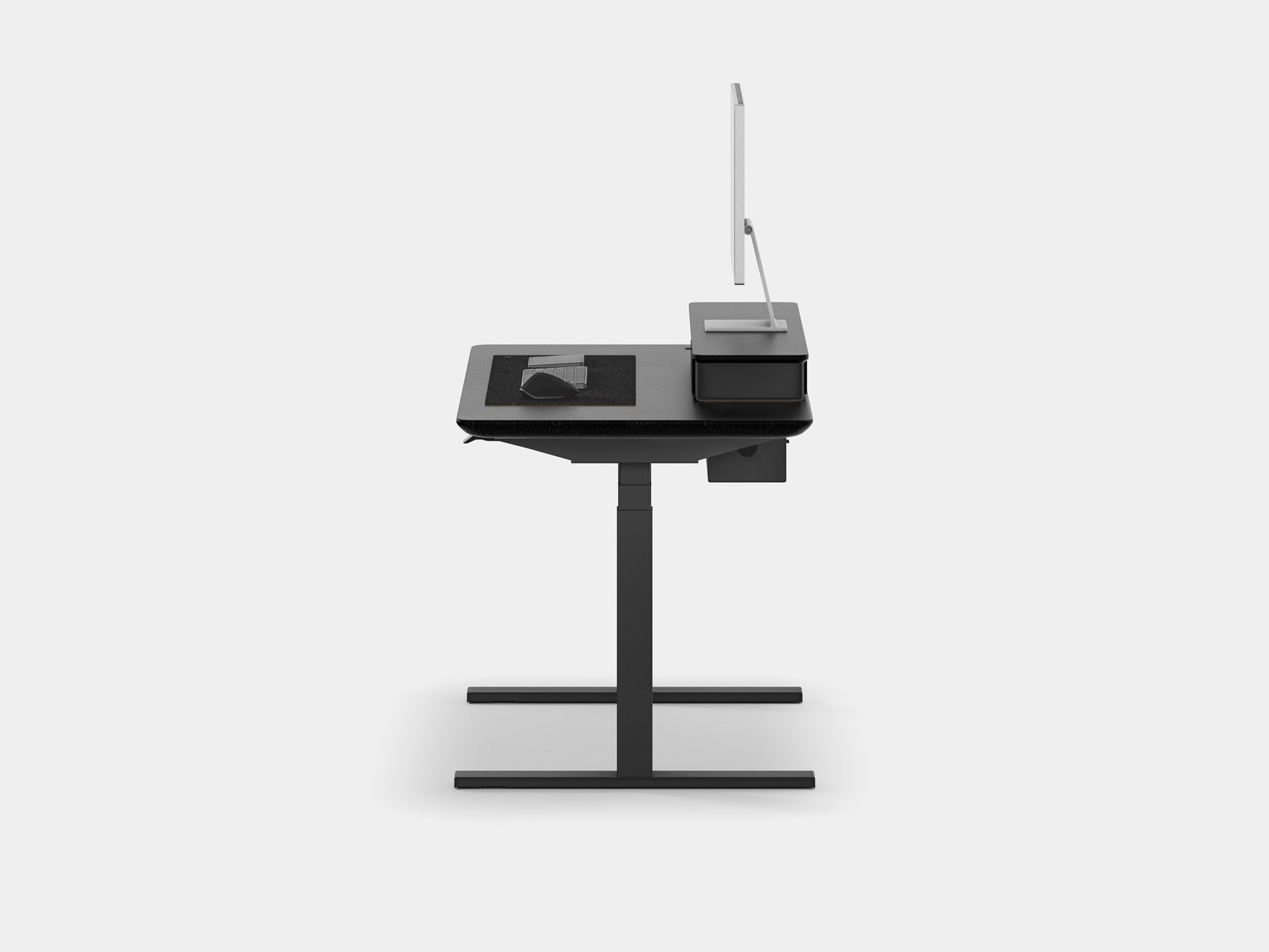 Oakywood Desk Setup Pro in black with black highlights – functional workspace with modular storage and monitor riser | black, , black