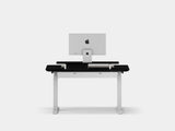 Oakywood Desk Setup Pro crafted from black with white finish – stylish ergonomic workstation with cable management and grommet | black, , white