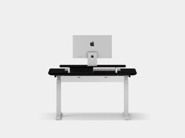 Oakywood Desk Setup Pro crafted from black with white finish – stylish ergonomic workstation with cable management and grommet | black, , white