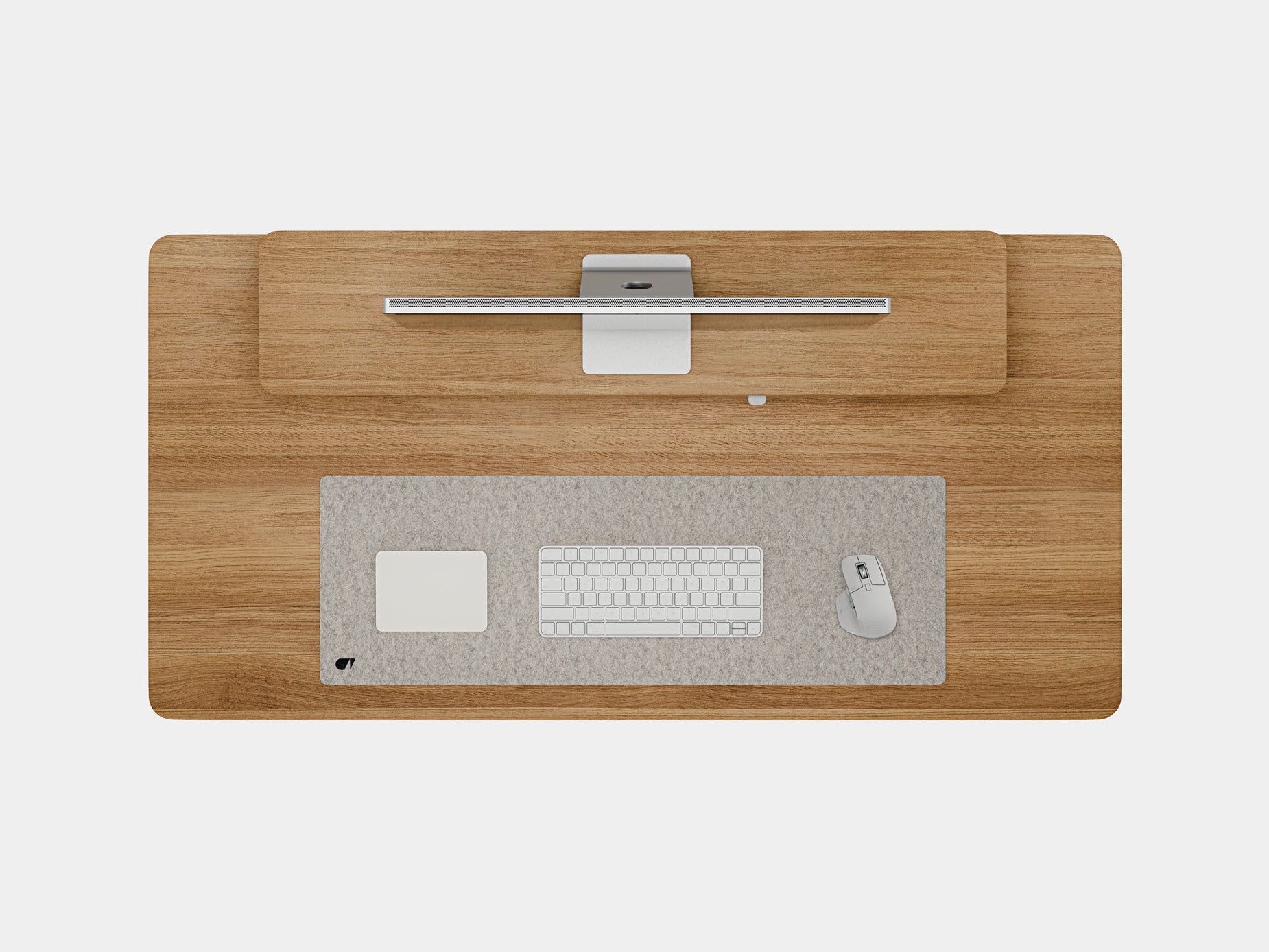 Oakywood Desk Setup Pro made of oak with white accents – stylish functional desk setup including Standing Desk Pro and felt & cork mat | oak, , white