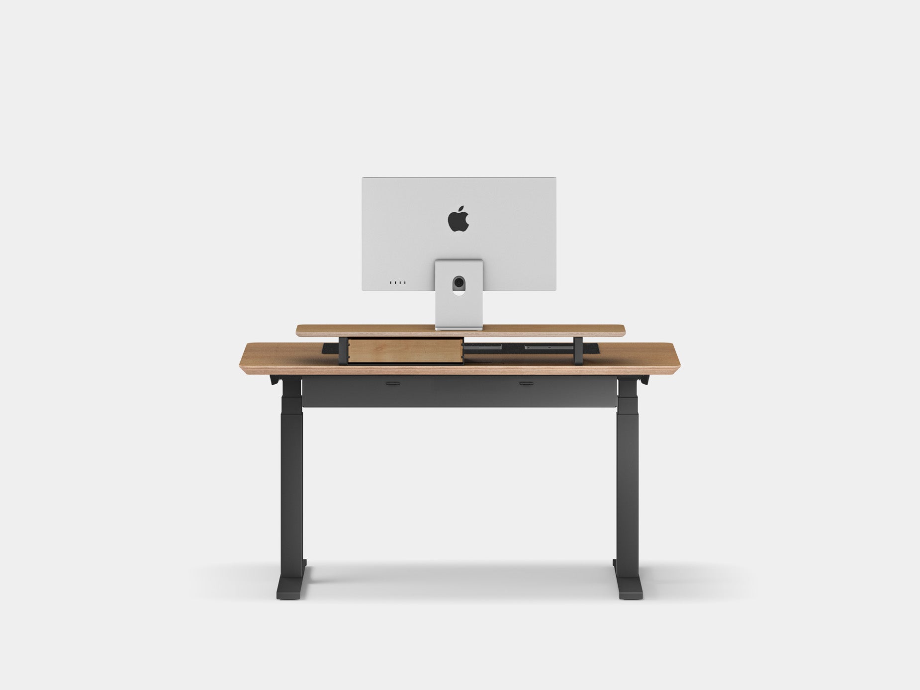 Oakywood Desk Setup Pro crafted from oak veneer with black finish – functional office setup with desk shelf, cable tray, and modular storage | oak veneer, , black